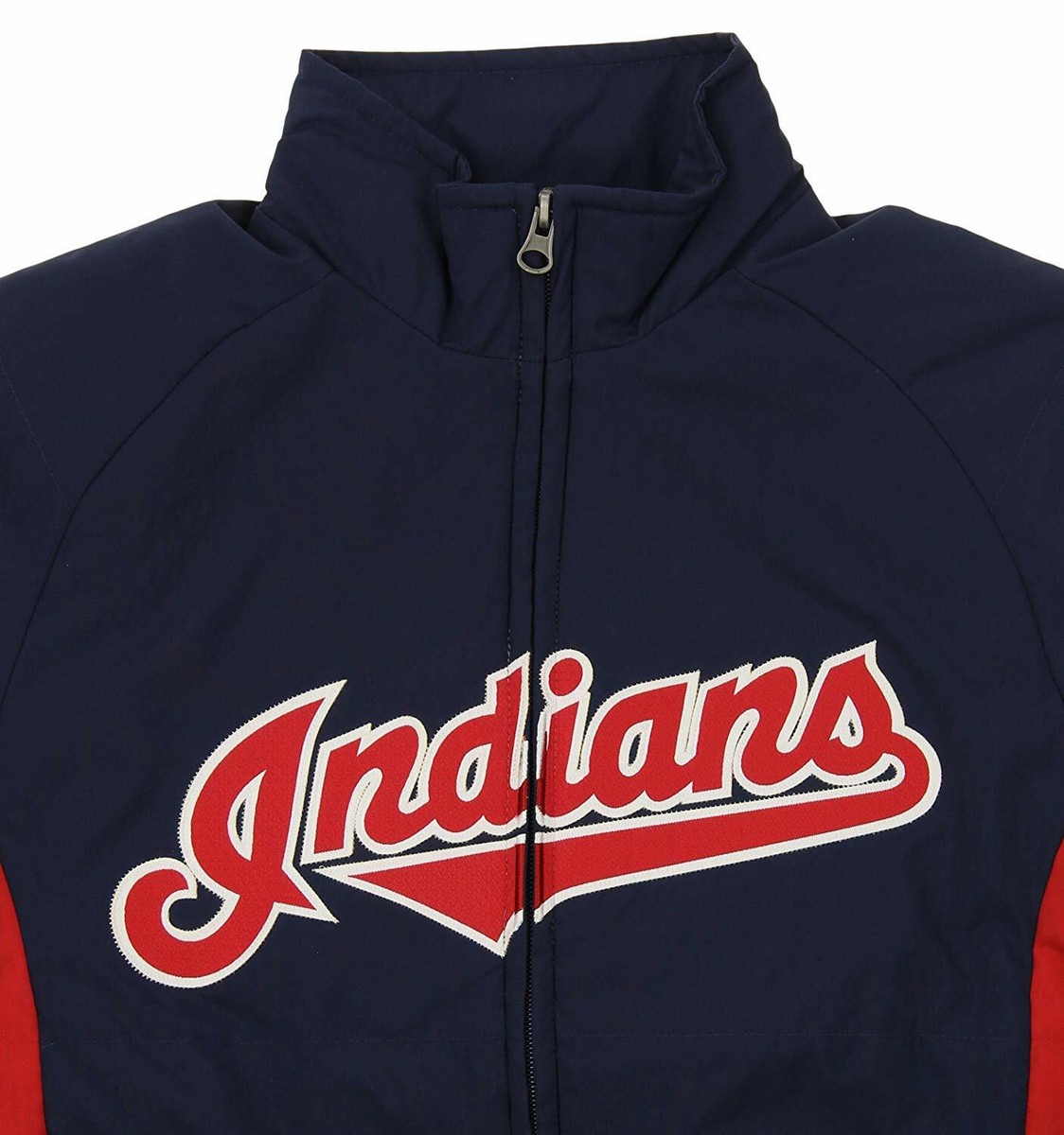 Cleveland Indians ボンバージャケット ネイビー/レッド MLB Starter Blue and Red Satin 90's Cleveland Indians Jacket