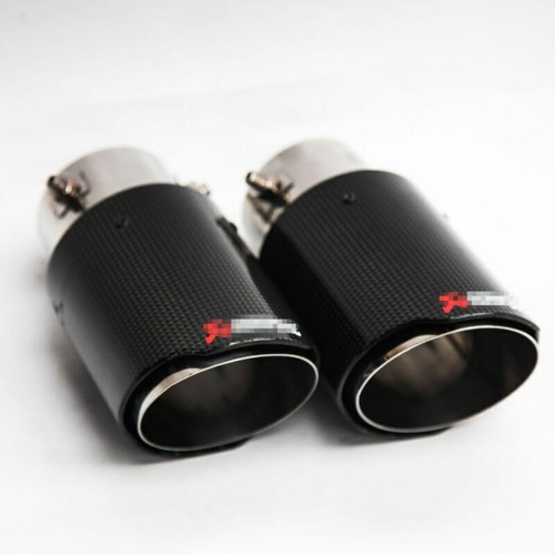 2x Tubo de escape universal para coche tubo de escape redondo color carbono acero inoxidable 63mm-89mm - Imagen 4 de 13