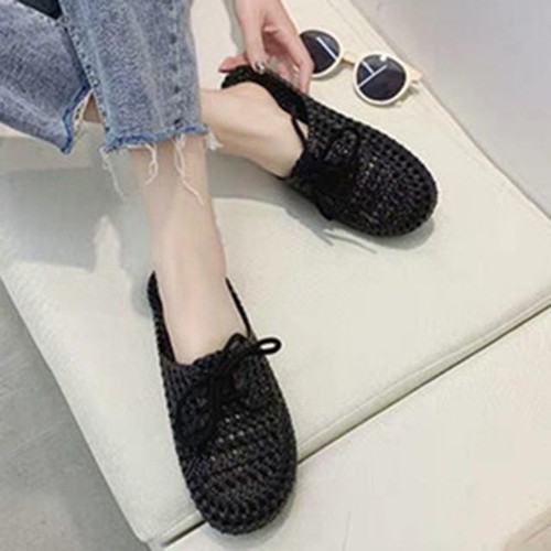Womens Hollow Out Slippers Closed Toe Sandals Casual Beach Shoes Lace Up Flat - Imagen 20 de 28