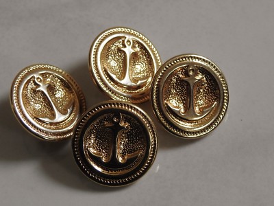 vintage 4  BUTTONS from fashion designer estate gold anchors