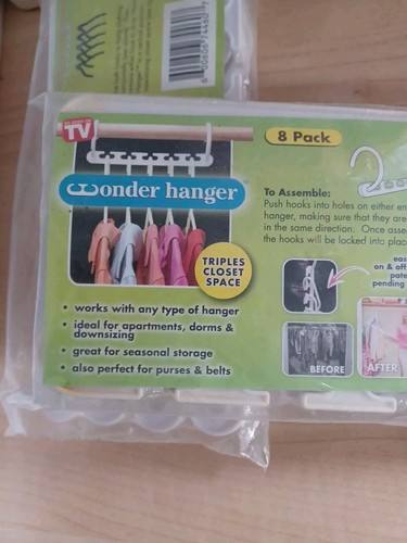 WONDER HANGER pack of 8 HANGERS new AS SEEN ON TV white-New Sealed Box 3 Boxes!! - Picture 7 of 9