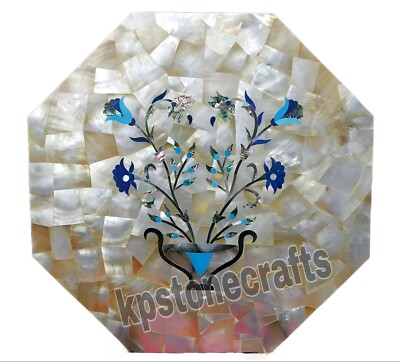 Marble Octagonal Table Top | Pietra Dura Inlay | Handmade with Semi-Precious Sto