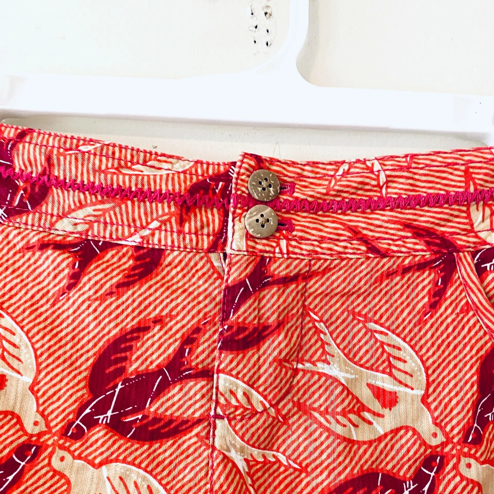 Pantalones Cortos Free People Cheeky Estampado Pájaro Gorrión Corbata Lateral Tiro Bajo Rosa Talla 2 Foto 3 de 4