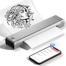 Phomemo M08F Bluetooth & USB Portable Thermal Printer & Paper SILVER & BLACK