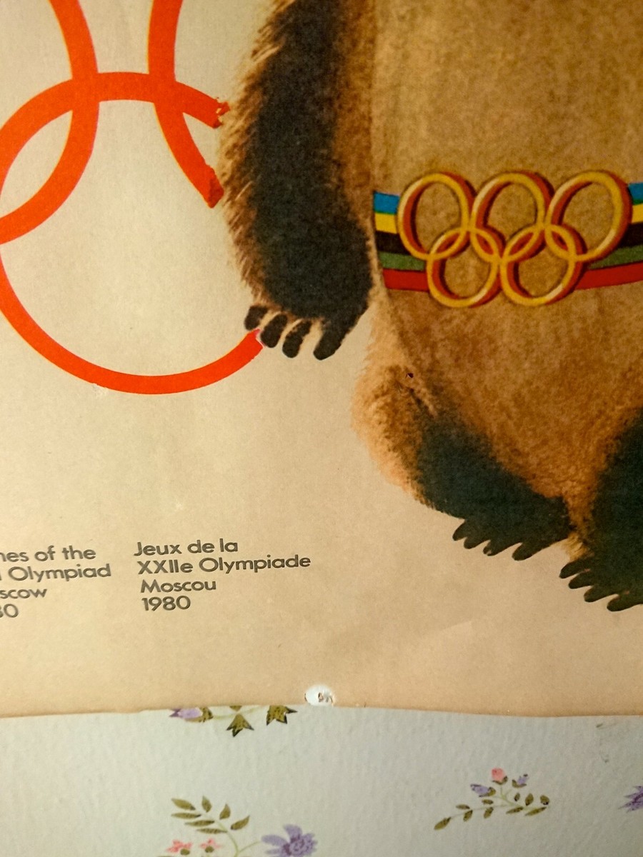 A. Archipenko - Original Vintage Poster Moscow Olympics 1980 Misha Bear Mascot Best Wishes Sport