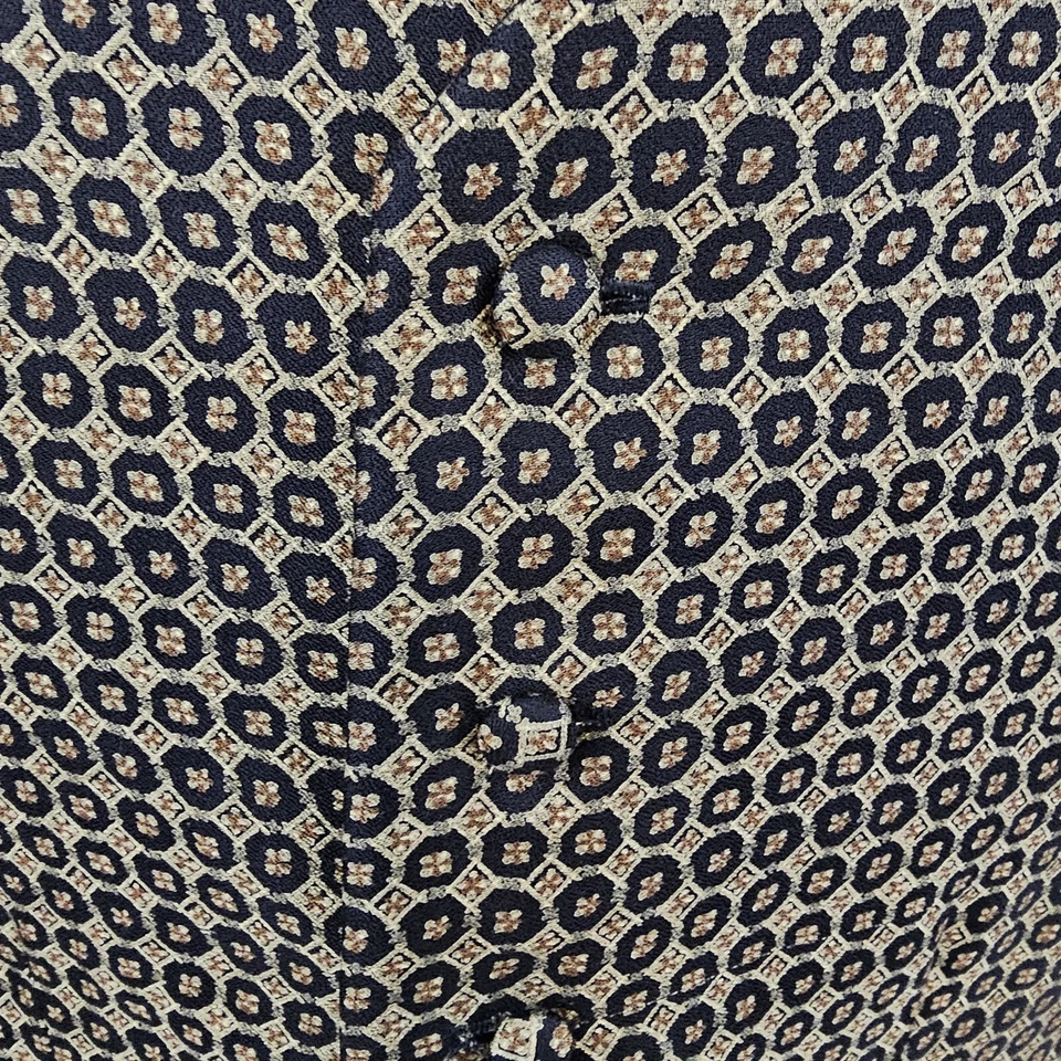 Carrot & Gibbs 100% Silk Geometric Waistcoat Vest Brown Black Formal XL EUC - Image 3 of 4