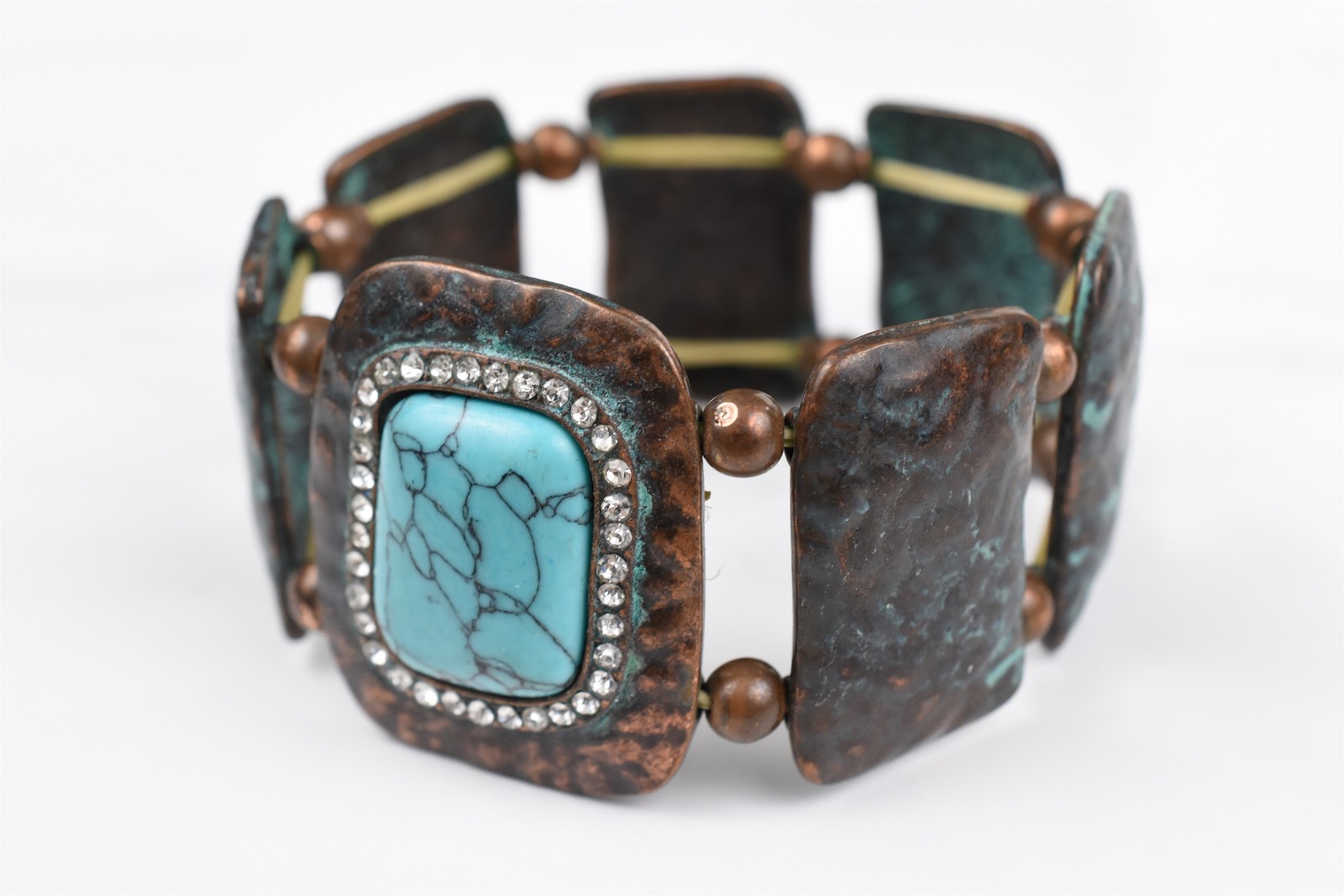 Handmade Studio Hammered Copper Rectangle Stretch… - image 5