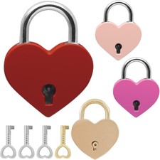 4 Pcs Padlocks Key Lock with Key, Mini Love H...
