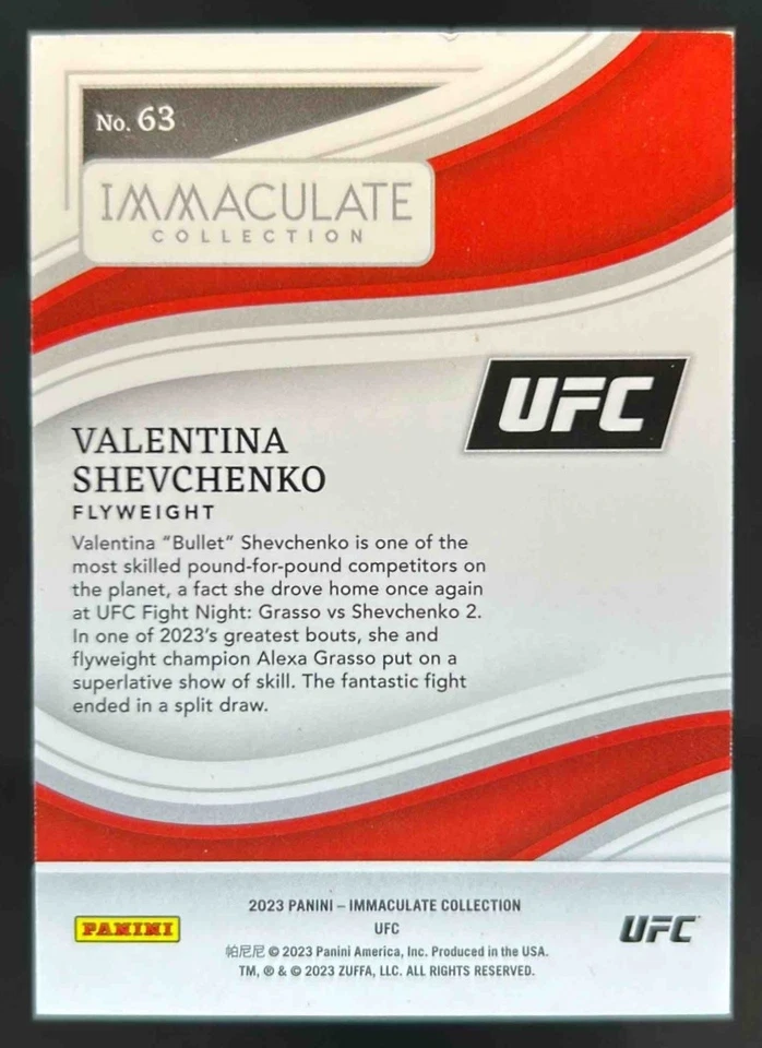 2023 Immaculate UFC Valentina Shevchenko Green #5/5 - Image 2 of 2