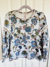 Anthropologie Dolan S Tagawa Floral Pullover Sweatshirt Small Fleece Terry