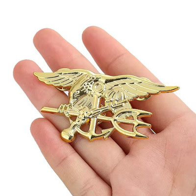 Patriotic Neptune Trident Brooch Pin Gold Independence Day Statement Jewelry