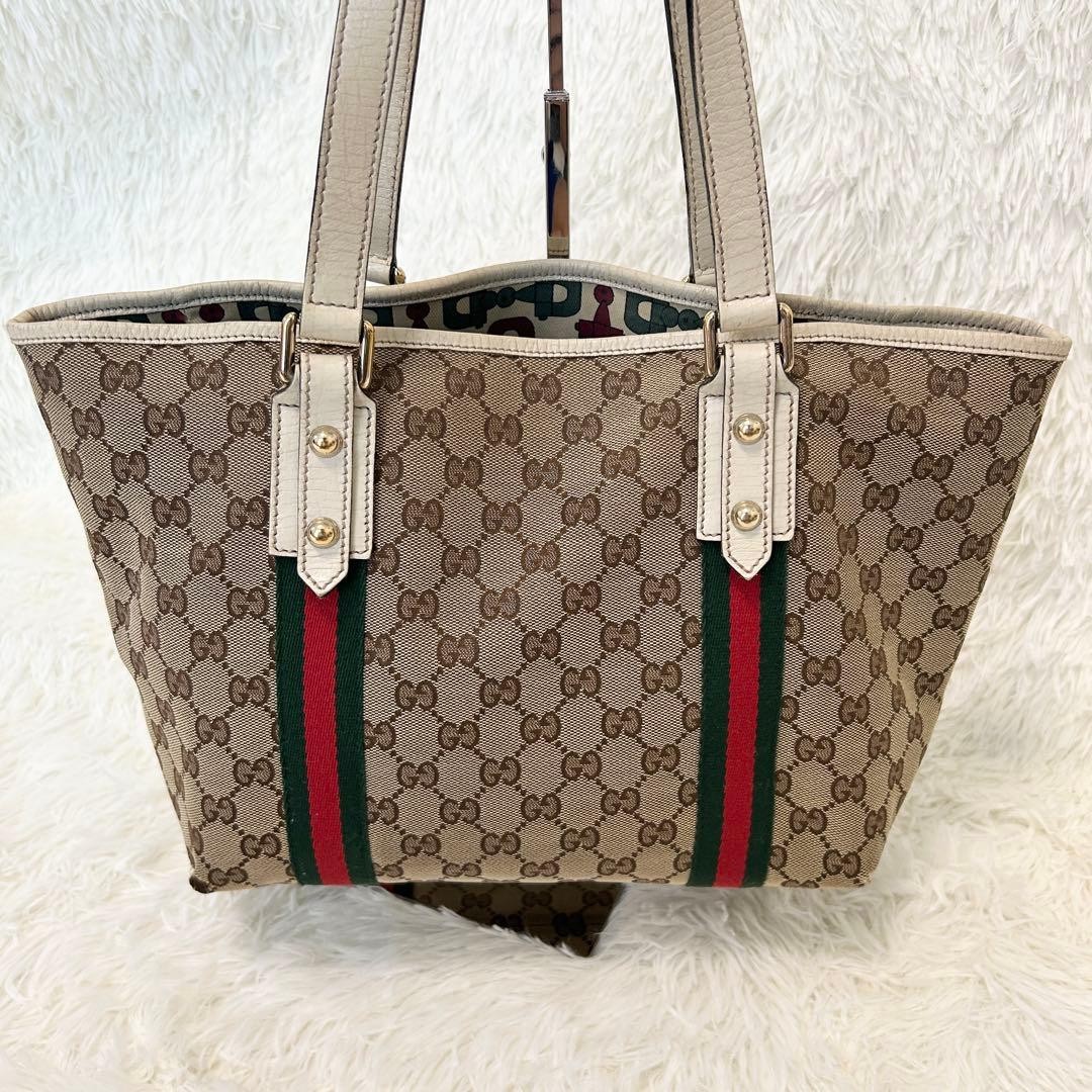 GUCCI Unisex GG Canvas Tote Bag Sherry Line Authentic Excellent Condition thumbnail 7