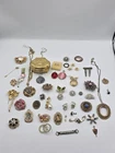 Vtg Jewelry Box Japan And Vintage Costume JEWELRY Broochs Necklace