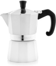 3-Cup Stovetop Espresso Maker Moka Pot Aluminum Coffee Brewer White
