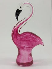 Dynasty Gallery Pink Flamingo Art Glass Paperweight 9' Tall