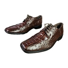 Stacy Adams Genuine Leather Print Ostrich/Cocodrile Oxfords Men's Size 8.5 M