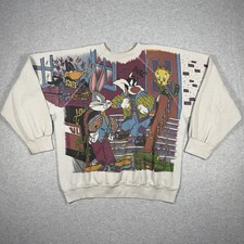 Vintage 90s Looney Tunes AOP Sweatshirt Playing Around Size XL Tweety Bugs