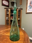 Blenko Handcrafted 16 1/2” Crackle Glass Bottle Decanter with Stopper Vintage