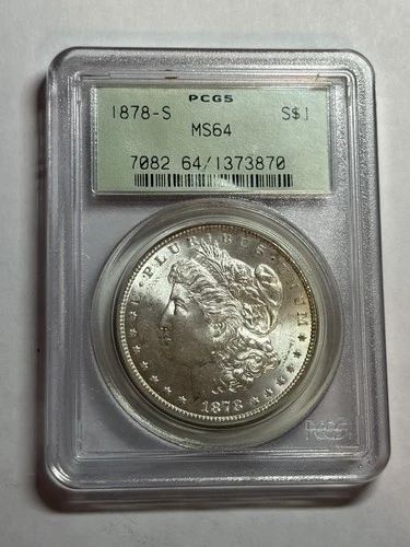 1878-S Morgan Silver Dollar $1 PCGS MS64 OGH Blast White
