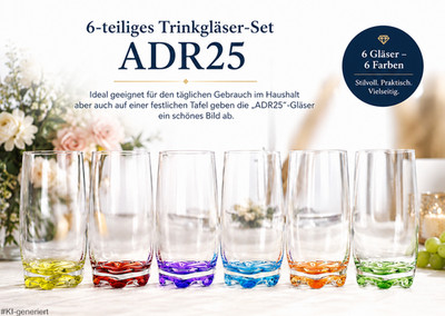 6x Trinkgläser / Saftgläser / Wassergläser / Longdrinkgläser - Coral - ADR25