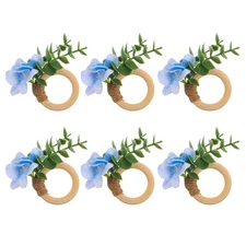 6 Pcs Farmhouse Wedding Decor Flower Napkin Buckle Rings Greenery Holders