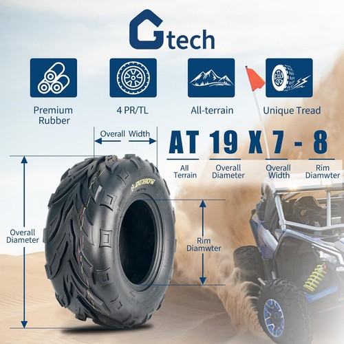 2pcs 19x7-8 ATV Tires,4PR All Terrain 19x7x8 Trail Sand ATV UTV Off-Road Tires - Picture 6 of 7