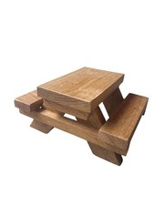 Solid Oak Bird Feeder Picnic Table | Squirrel Feeding Bench Garden Fence Mount