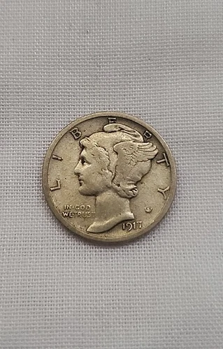 Nice Tough Early-Date VF/VF+ Condition 1917-D MERCURY DIME w/FREE SHIPPING