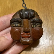 Vintage Folk Art Face Carved In A Wooden Barrel Bung MFG. Co. Cincinnati OOAK