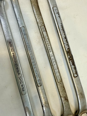 #ad Vintage Craftsman 4 piece 12 point SAE Box End Wrench Set *some Rust Engraved W $17.50