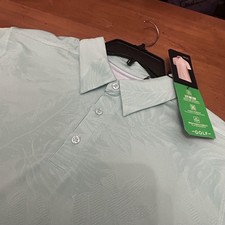 Chaps Polo Shirt Mens Large Tropical Jacquard Golf DriWear Stretch Performance