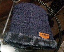 Unisex Stretchy Soft Blue Beanie Knit Faux Fur/ 19.98/Free Shipping