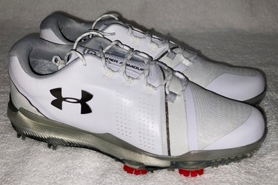 UNDER ARMOUR UA Spieth 3 White Pewter Grey Golf Shoes Cleats NEW Men 7.5 Wide 2E