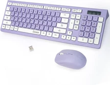 Wireless Keyboard and Mouse Combo, Full-Sized Wireless Keyboard and Adjustable D