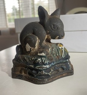 Vintage Small Cast Iron Rabbit Doorstop