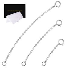 3 Pcs 925 Sterling Silver Necklace Extender Silver Chain Extenders for Necklaces