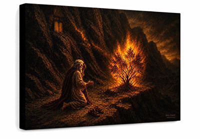 Holy Ground    10in x 8in  Canvas Print.  Moses and the Burning Bush