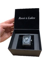 Rover & Lakes Herren Uhr Automatik Armbanduhr Lederarmband Schwarz Elegant