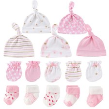 Baby Girls Caps Mittens and Thick Warm Socks Cotton Newborn Essentials Access...