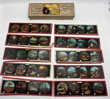 Boite 10 Plaques de verre BING pour lanterne magique - Tableaux d'Amérique 1900