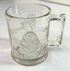 Vintage Humpty Dumpty & Tom Tom the Piper’s Son Clear Glass Mug Depression Glass