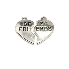 Silver BFF Best Friends Heart Charm Sets, 23x13mm - US Seller