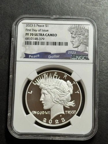 2023 S Peace Silver Dollar Proof NGC PF70 Ultra Cameo FDOI First Day Coin (1389)