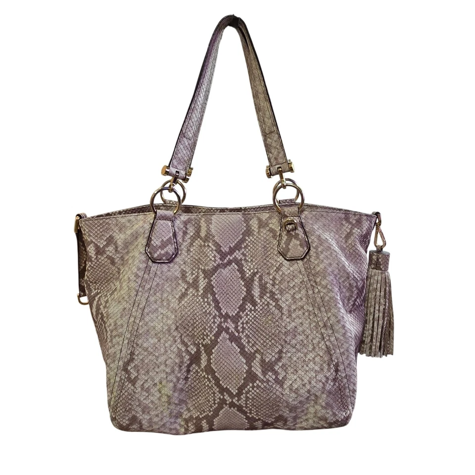 Michael Kors Snakeskin Tote Bag With Gold Hardware & Tassel Accent READ - Image 2 of 4