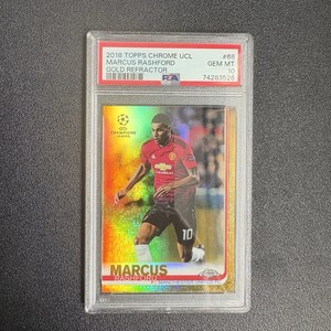Marcus Rashford /50 Gold 2018 Topps Chrome UCL Card PSA 10 Manchester United