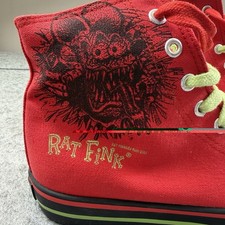Underground England Ratfink Boot Red Canvas Hi-Tops UK 7 Deadstock Boxed Ed Roth