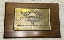 Vintage The Standard Oil Co. SOHIO 15 Years Business Award Plaque Sign Brass