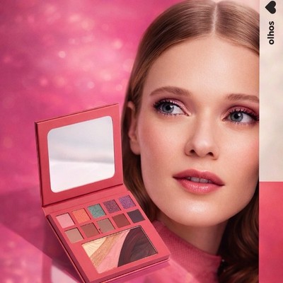 Komplette Augen- und Gesichtsschminkpalette - 10 Lidschatten + Aufhellendes Rouge 
