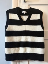 Bella Freud  M&S Black White Striped Mohair Blend Tank Vest  Women's S Oversized