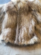 Saga Fox Fur Coat Women Vintage, Gray And White, Black Lining Inside SIZE LARGE